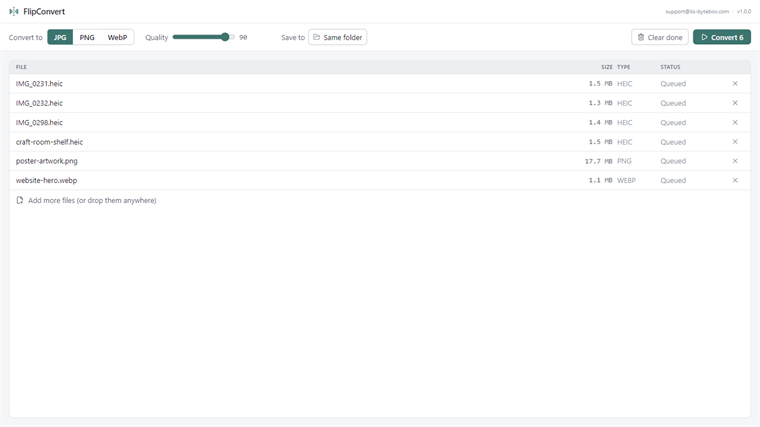 FlipConvert converting a batch of images